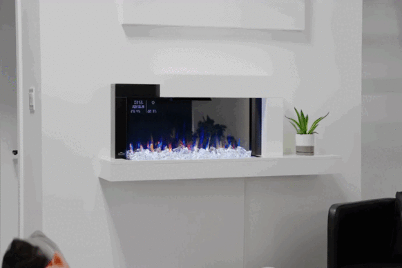 Napoleon Stylus Cara Elite Smart 60-Inch White Wall Mount Electric Fireplace with Shelf - Modern Heating Solution for Living Rooms, Bedrooms & Offices