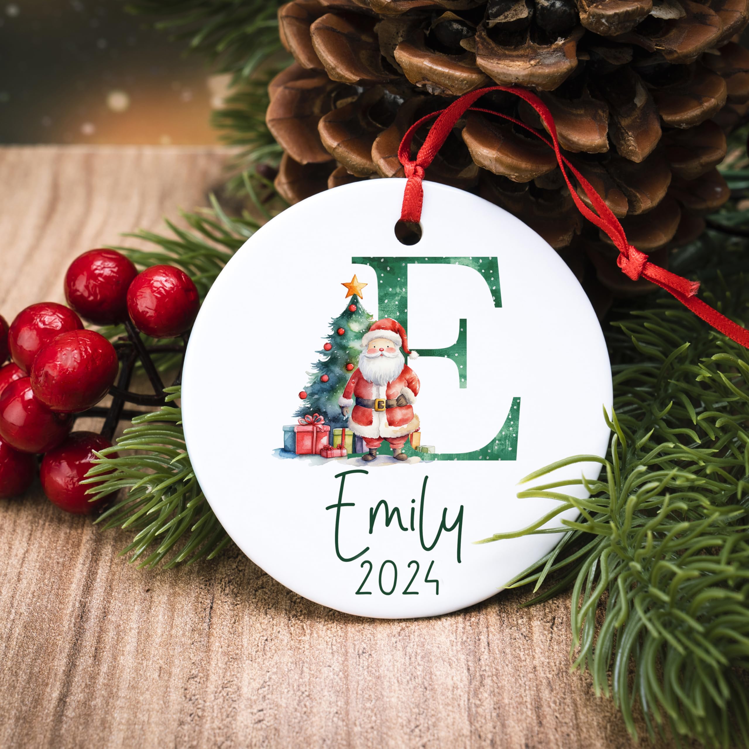 Personalized Christmas Initial Ornament with Name - 3 Custom Designs - Unique Holiday Hanging Decor for Kids - Perfect Gift for Tree Decorating & Family Celebrations