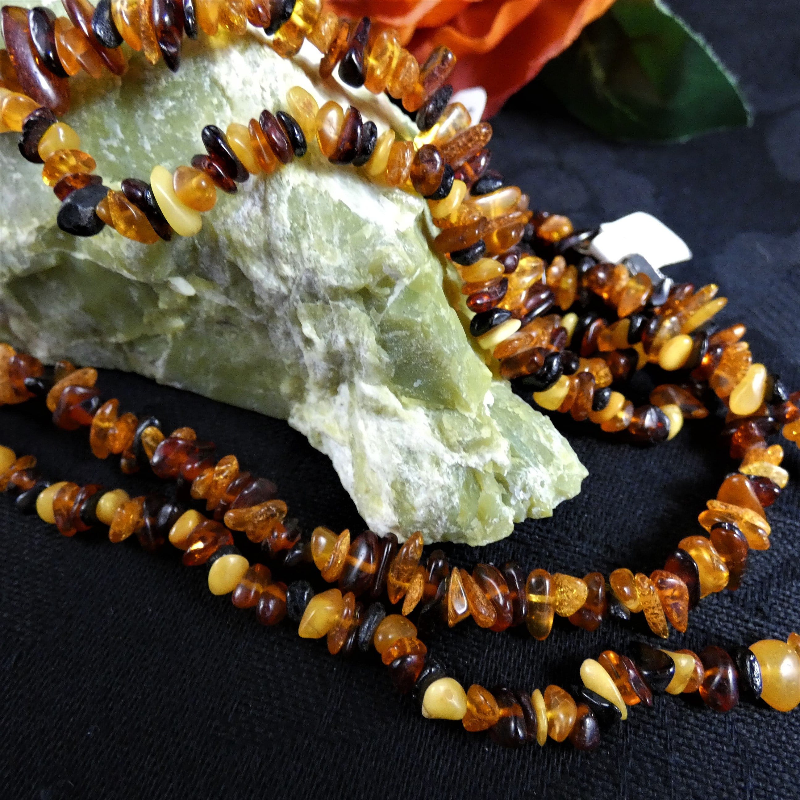 Natural Baltic Amber Chip Necklace for Adults & Kids - Pain Relief & Teething Soother - Stylish Healing Jewelry for Everyday Wear & Wellness