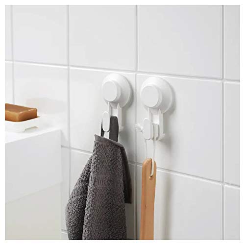 IKEA TISKEN White Polycarbonate Plastic Toilet Paper Holder with Strong Suction Cups - Bathroom Wall Mounted Storage for Small Spaces, RVs & Apartments