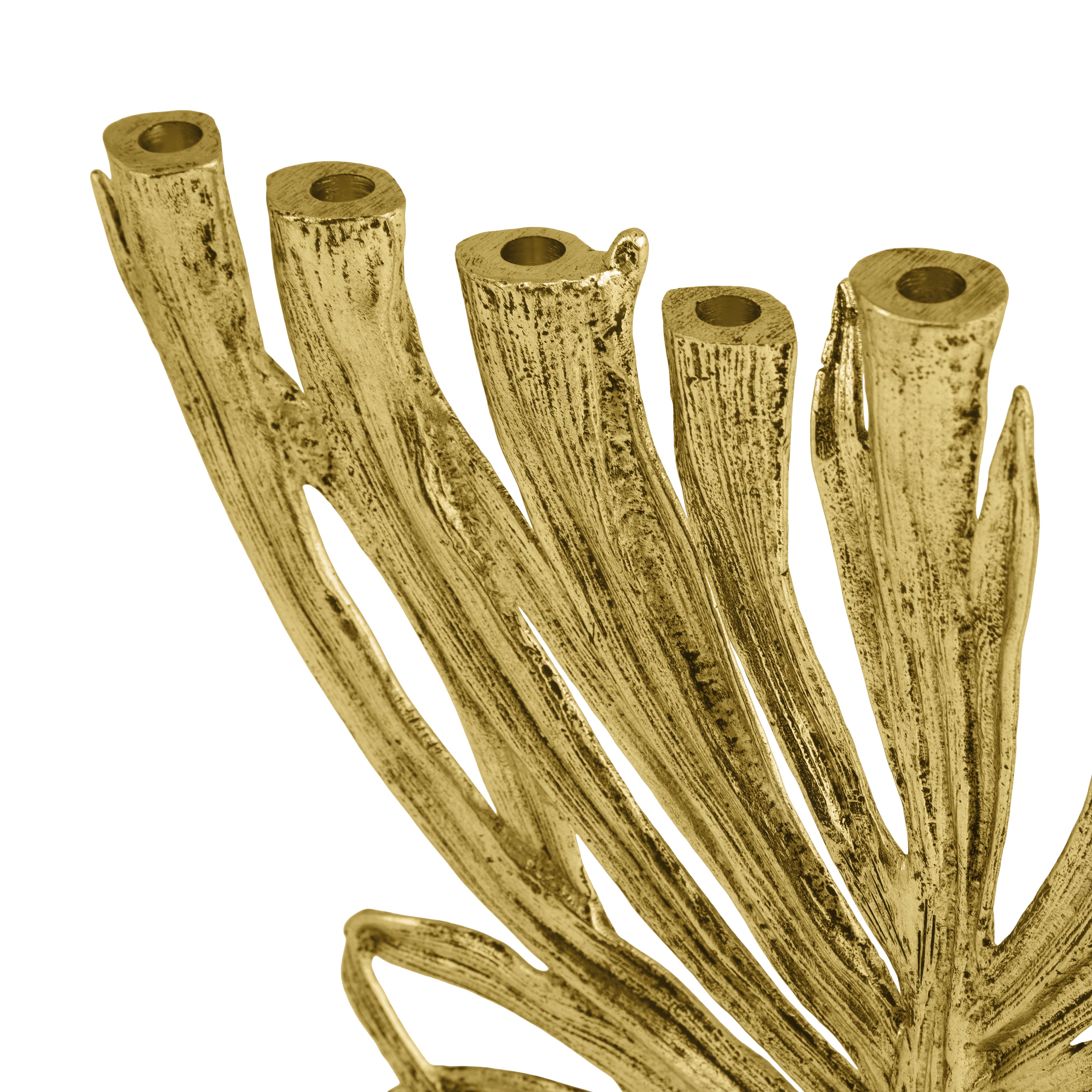 Handcrafted Palm Small Menorah - Elegant Hanukkah Candle Holder for Home Decor & Jewish Holiday Celebration - Perfect for Tabletop, Gift, or Religious Ceremony