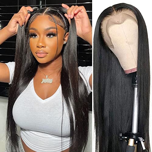 13x4 Lace Front Wigs Human Hair 150% Density Straight HD Lace - Pre Plucked Natural Black Wigs for Black Women (16 Inch) | Perfect for Daily Wear, Special Occasions & Protective Styling
