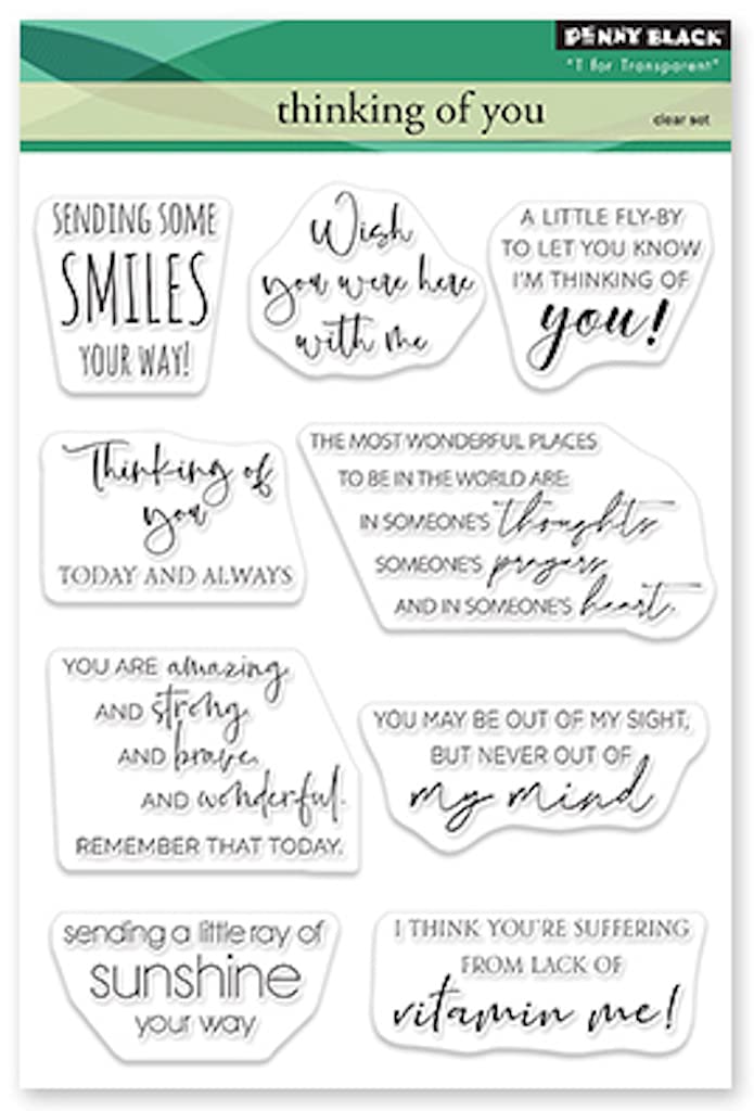 Penny Black Clear Stamps - Thinking of You Stamp Set for Card Making, Scrapbooking & DIY Crafts | High-Quality Rubber Stamps for Greeting Cards, Journals & Paper Projects