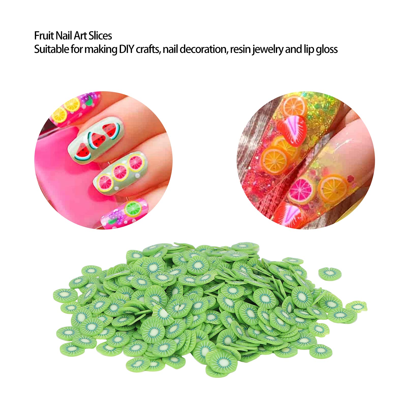 Fruit Nail Art Slices - 10g Polymer Clay Kiwi-Shaped Nail Decorations for DIY Nail Art, Phone Cases & Craft Projects | Perfect for Summer Nail Designs & Gift Making
