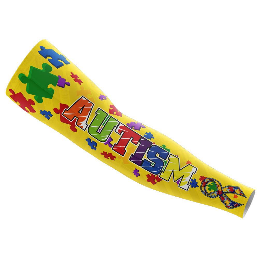 Autism Awareness Yellow Arm Sleeve - Comfortable Sensory Compression Sleeves for Kids & Adults - Perfect for Sports, Therapy, and Daily Wear