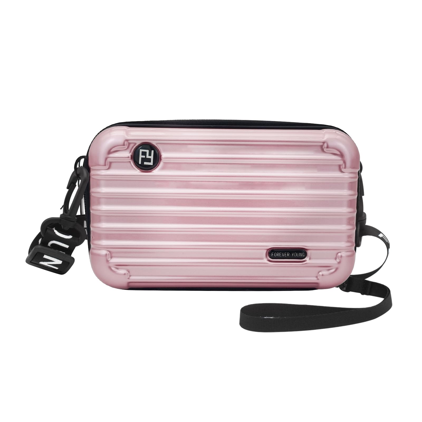 FuninCrea Women's PVC Suitcase-Shaped Crossbody Bag with Adjustable Shoulder & Wrist Strap - Stylish Small Phone Purse with Mesh Pocket for Travel, Shopping, Dating & Everyday Use