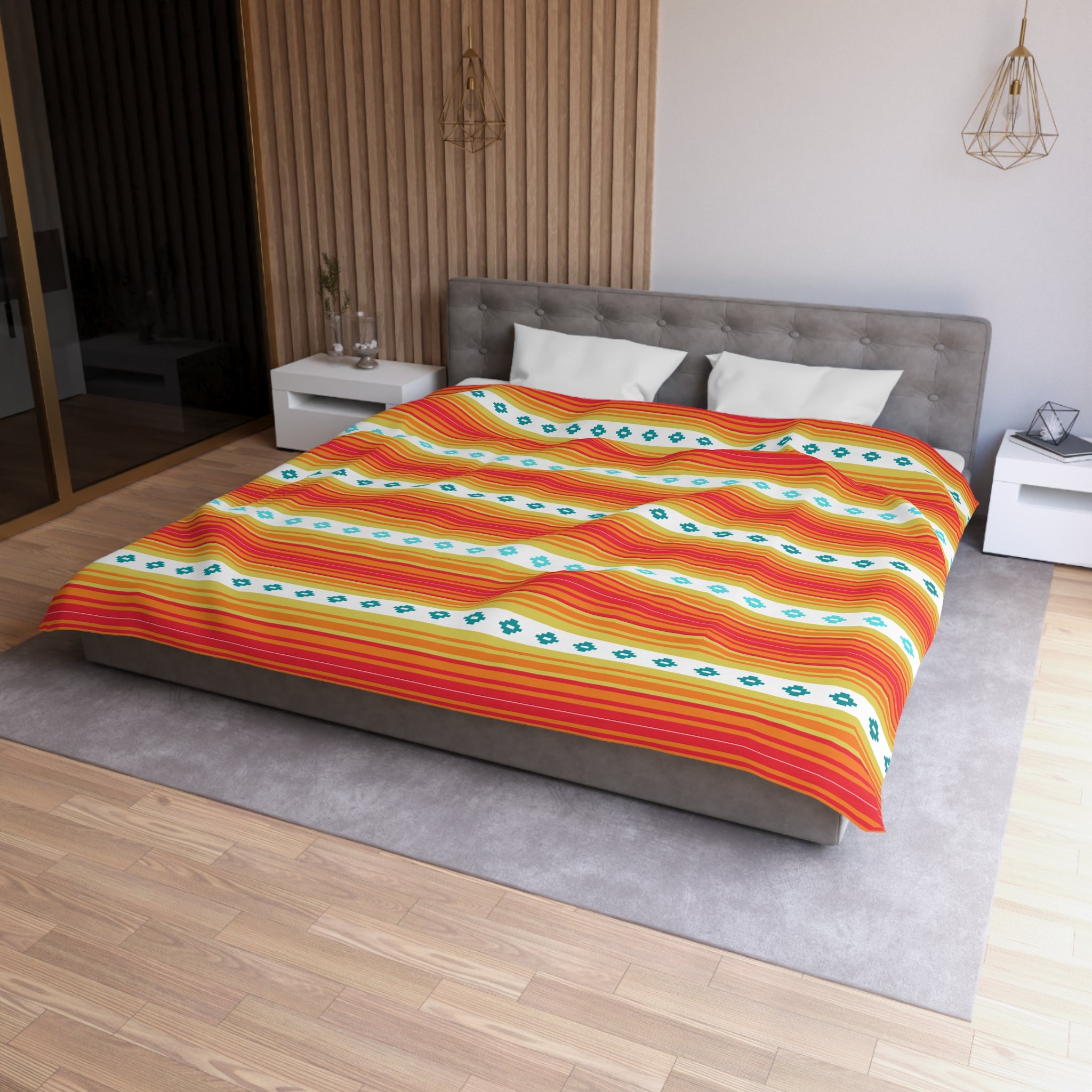 Southwestern Boho Bedroom Bedding Set - Soft Microfiber Duvet Cover with Piping - Queen, King, Full & Twin Sizes - Perfect for Guest Rooms & Vacation Homes