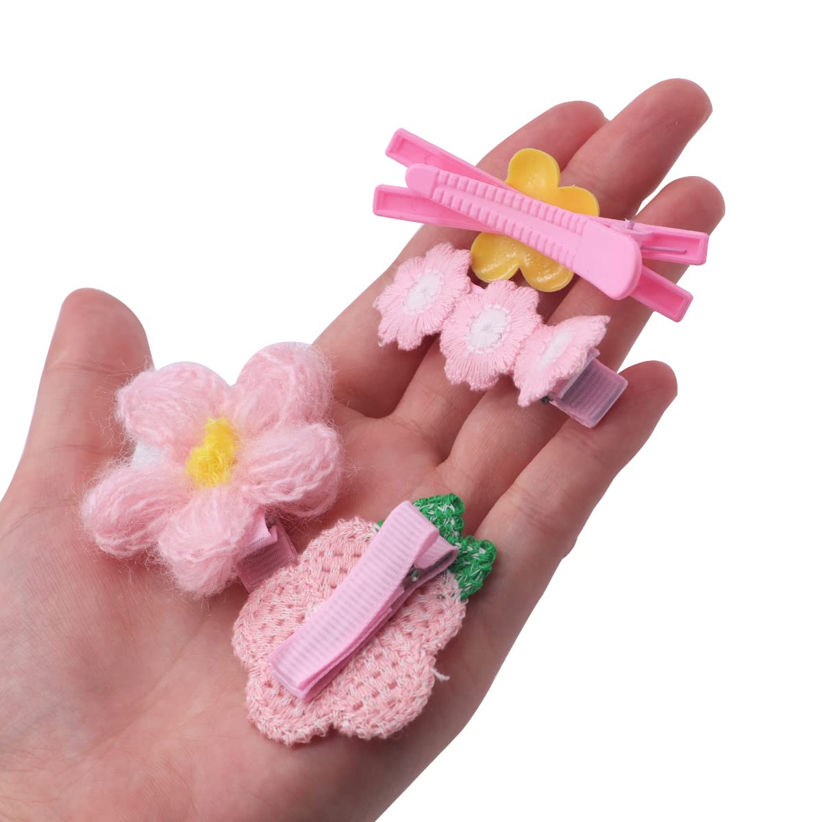 9Pcs Cute Flower Hair Clips for Girls - Baby Snap Barrettes with Fully Lined Alligator Clips - Bunny Rabbit Hair Accessories for Infants Toddlers & Children (Pink Flowers) - Perfect for School, Parties & Daily Styling