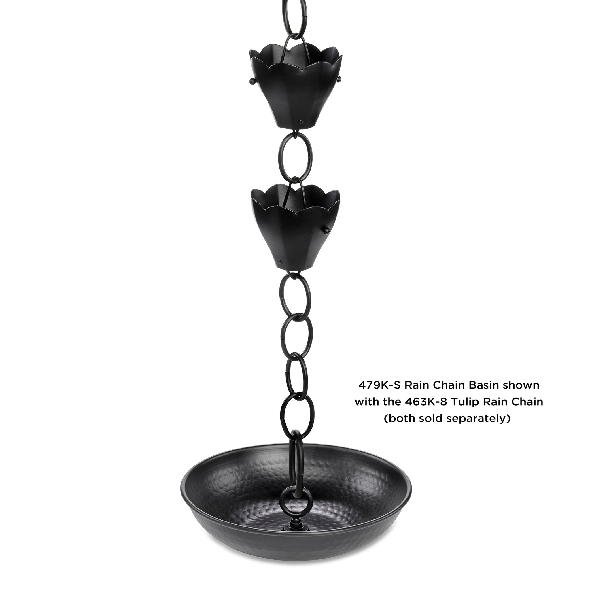 Black Rain Chain Basin - 11 Inch Diameter for Outdoor Garden Drainage & Decoration | Perfect for Downspout Alternatives, Patios, and Landscaping