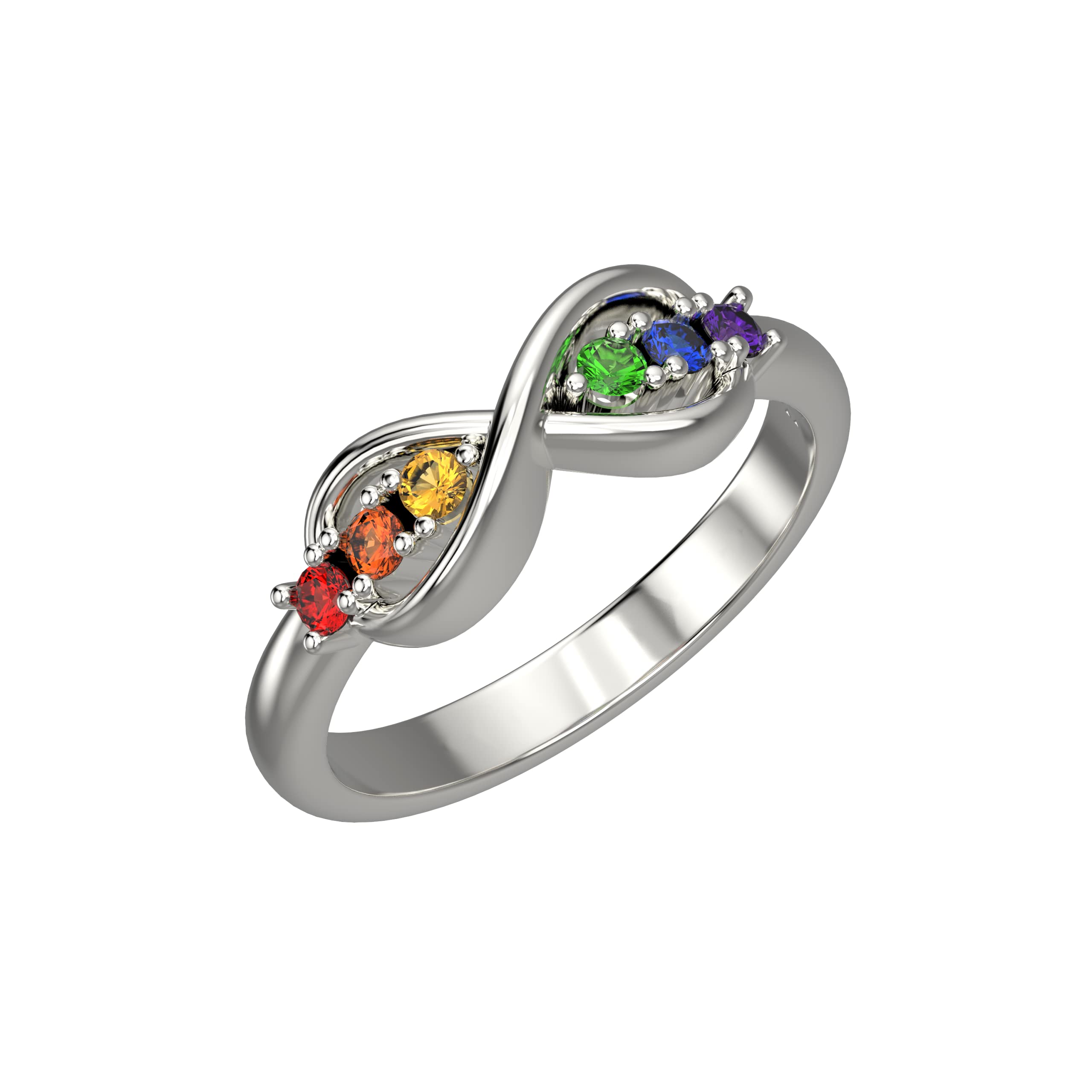 Personalized Sterling Silver Mother's Rings with 6 Birthstones - Custom Engraved Family Name Jewelry Gift for Women, Mom, Wife | Perfect for Mother's Day, Anniversary & Special Occasions