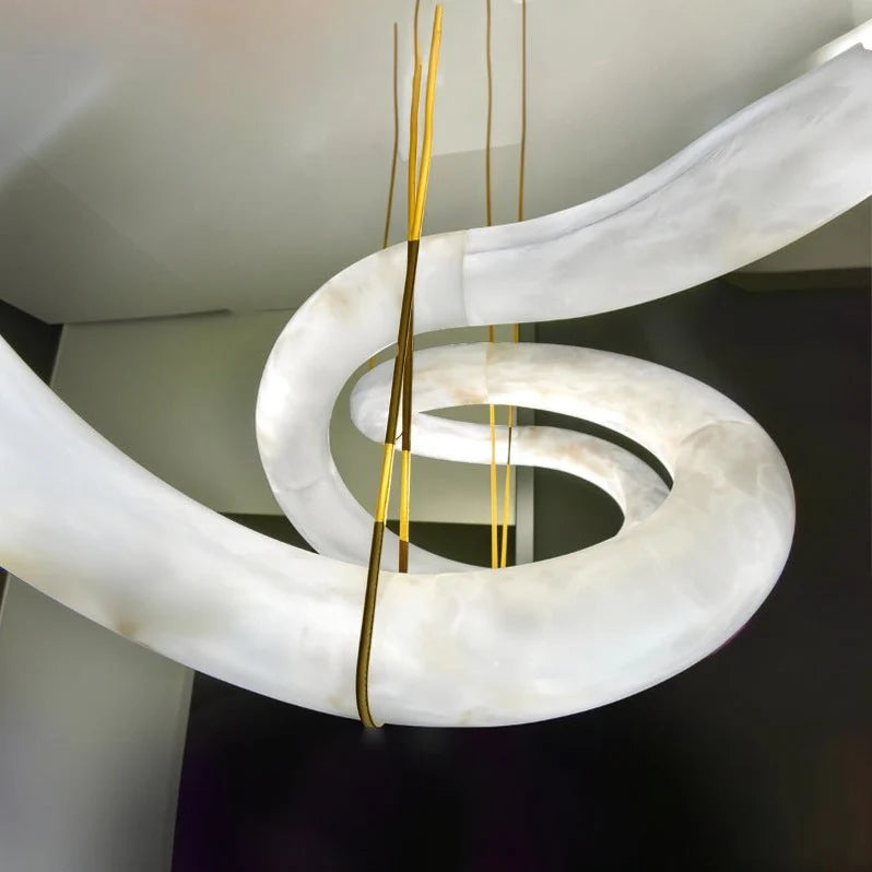Elegant Alabaster Chandelier - Handcrafted Matte Finish Crystal Ceiling Light Fixture for Dining Room, Bedroom, or Living Room Decor