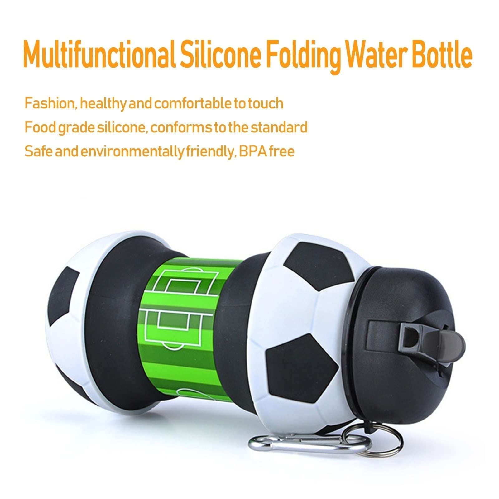 Collapsible BPA-Free 550ML Silicone Water Bottle - Portable Sports Ball Shape Reusable Bottle for School, Camping, Outdoor Activities & Travel | Food Grade Soft Design (Tennis Ball Size) - Perfect for Hiking, Gym, Yoga & Kids Lunchboxes