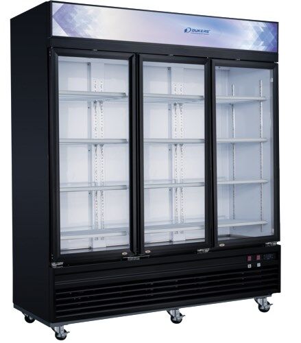 Dukers DSM 69F Commercial 78W 3 Glass Door Merchandiser Freezer - Energy Efficient Display Freezer for Restaurants, Grocery Stores & Ice Cream Shops