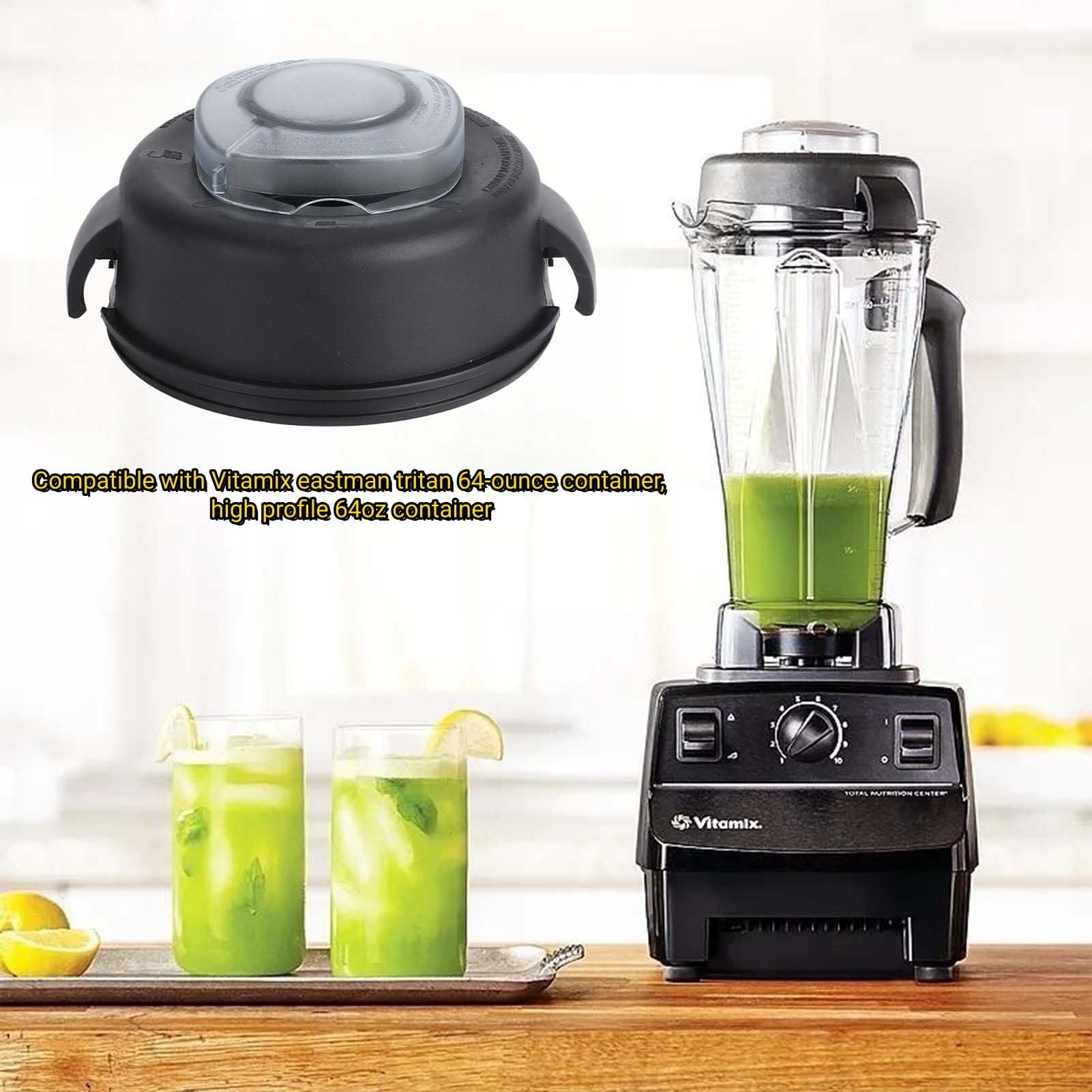 KMERCE Vitamix Blender Lid and Plug Replacement Parts for Vitamix 64Oz 5200 5000 Series - High Profile - Perfect for Smoothies, Soups, and Nut Butters