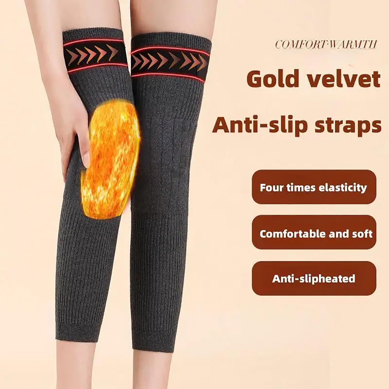 Thermal Wool Knee Warmers for Men & Women - Winter Knee Pads Brace for Skiing, Cycling, Running - Fluffy Elastic Legging Cover - Perfect for Outdoor Sports & Cold Weather Activities