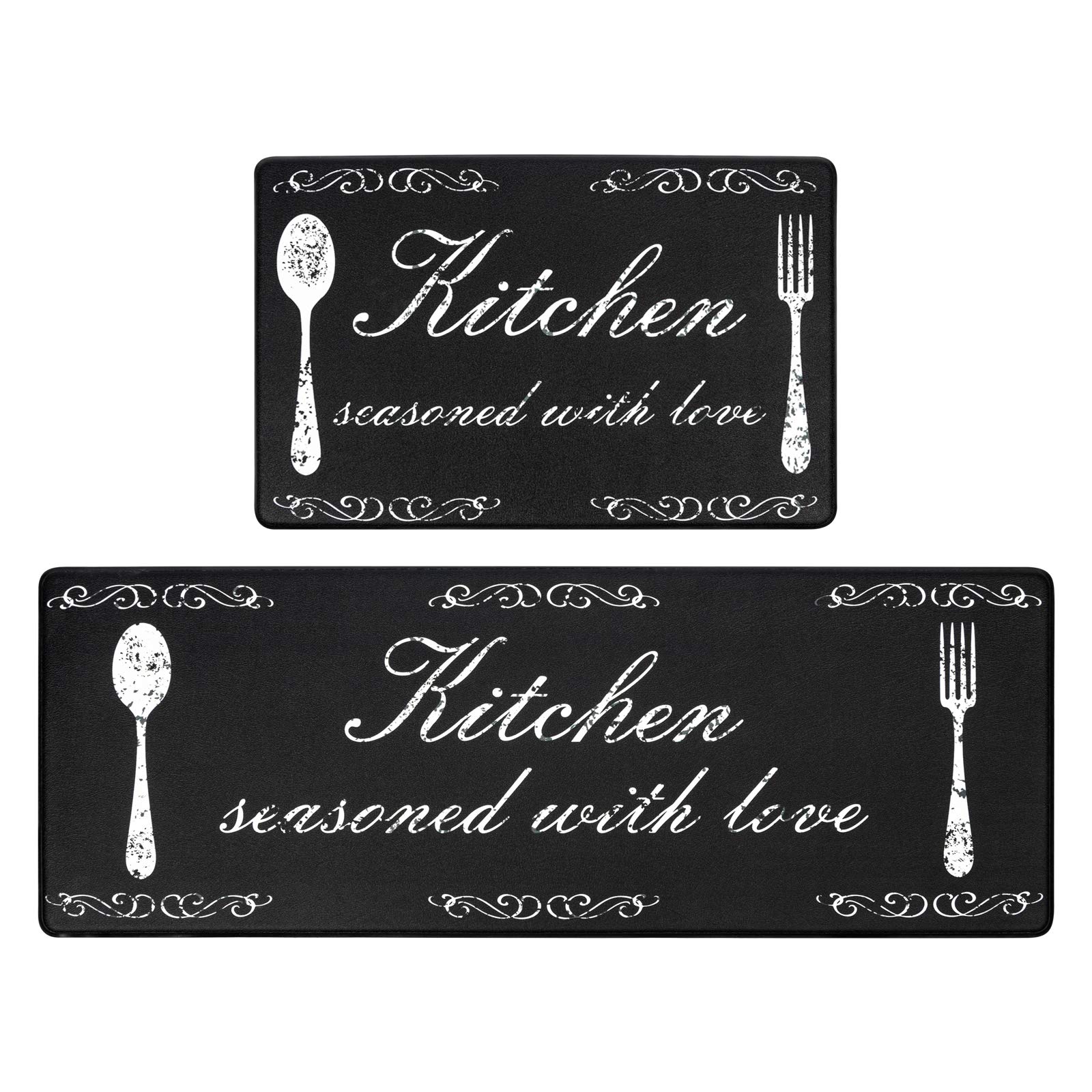 **Pauwer Anti-Fatigue Kitchen Mat Set of 2 – Cushioned, Waterproof, Non-Slip Floor Mats for Comfortable Standing – Soft Kitchen Runner Rugs for Cooking, Dishwashing & Food Prep**