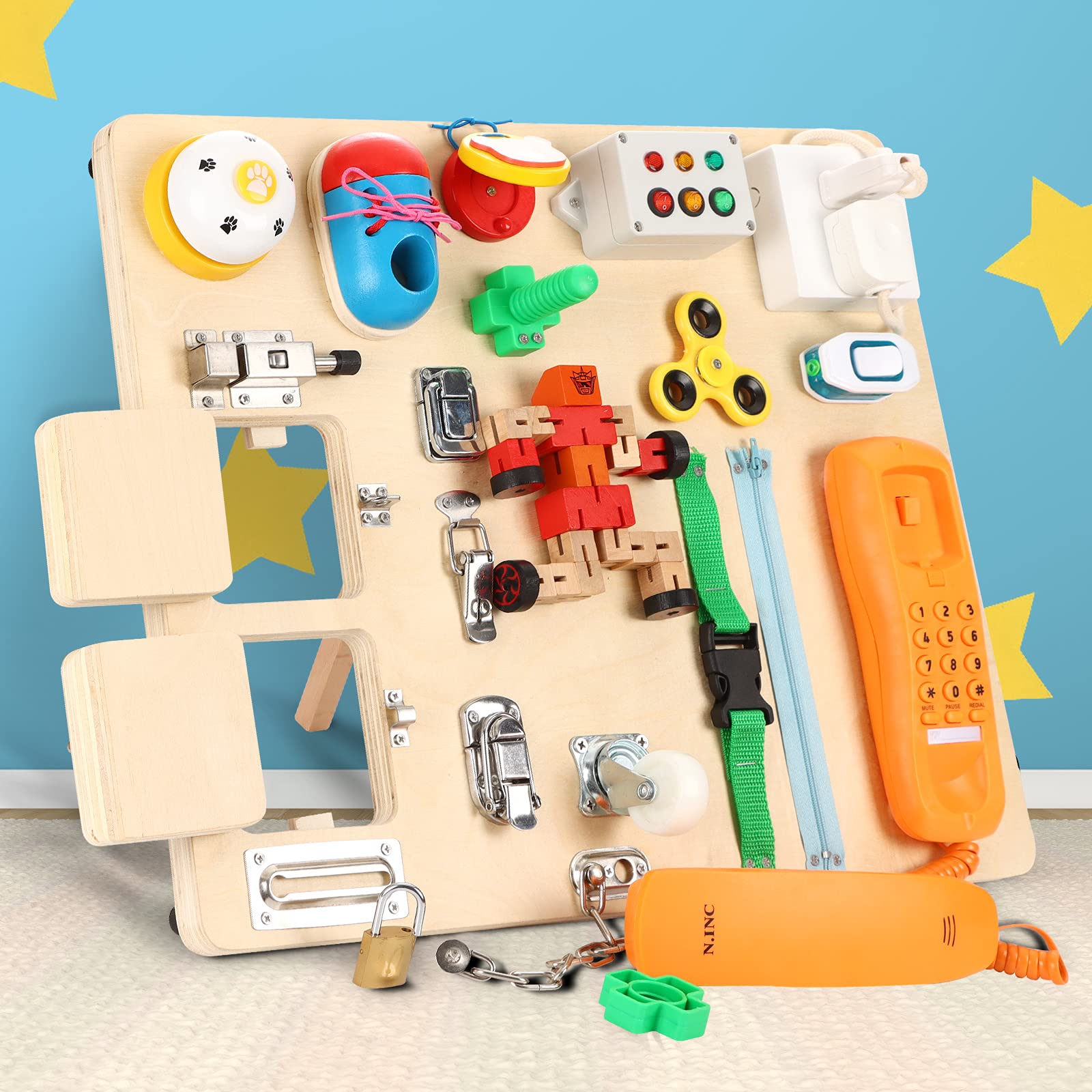 Seciigary Busy Board - 20-in-1 Montessori Sensory Toy for Toddlers Ages 3+ | Develop Fine Motor Skills & Early Learning | Perfect Travel Toy & Birthday Gift for Boys & Girls | Great for Airplane, Car Rides & Quiet Playtime