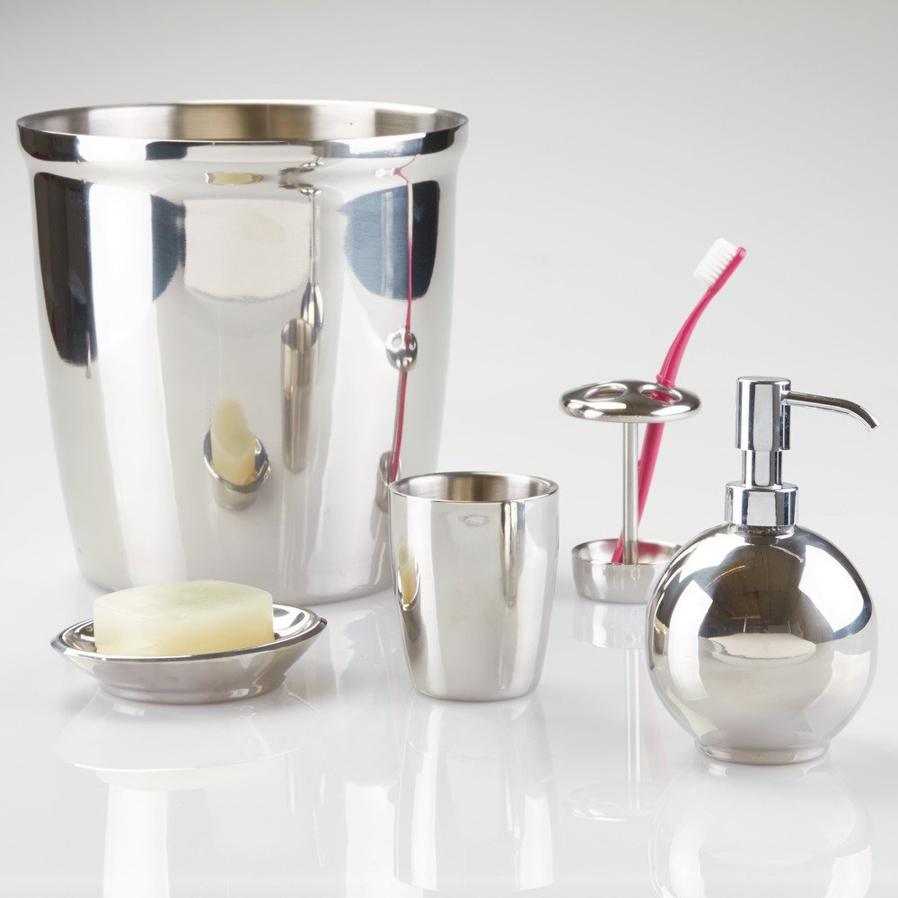 iDesign Forma Stainless Steel Tumbler Cup - Polished Vanity Countertop Organizer for Bathroom, Kitchen & Office - Perfect for Toothbrush Holder, Makeup Brushes & Desk Accessories