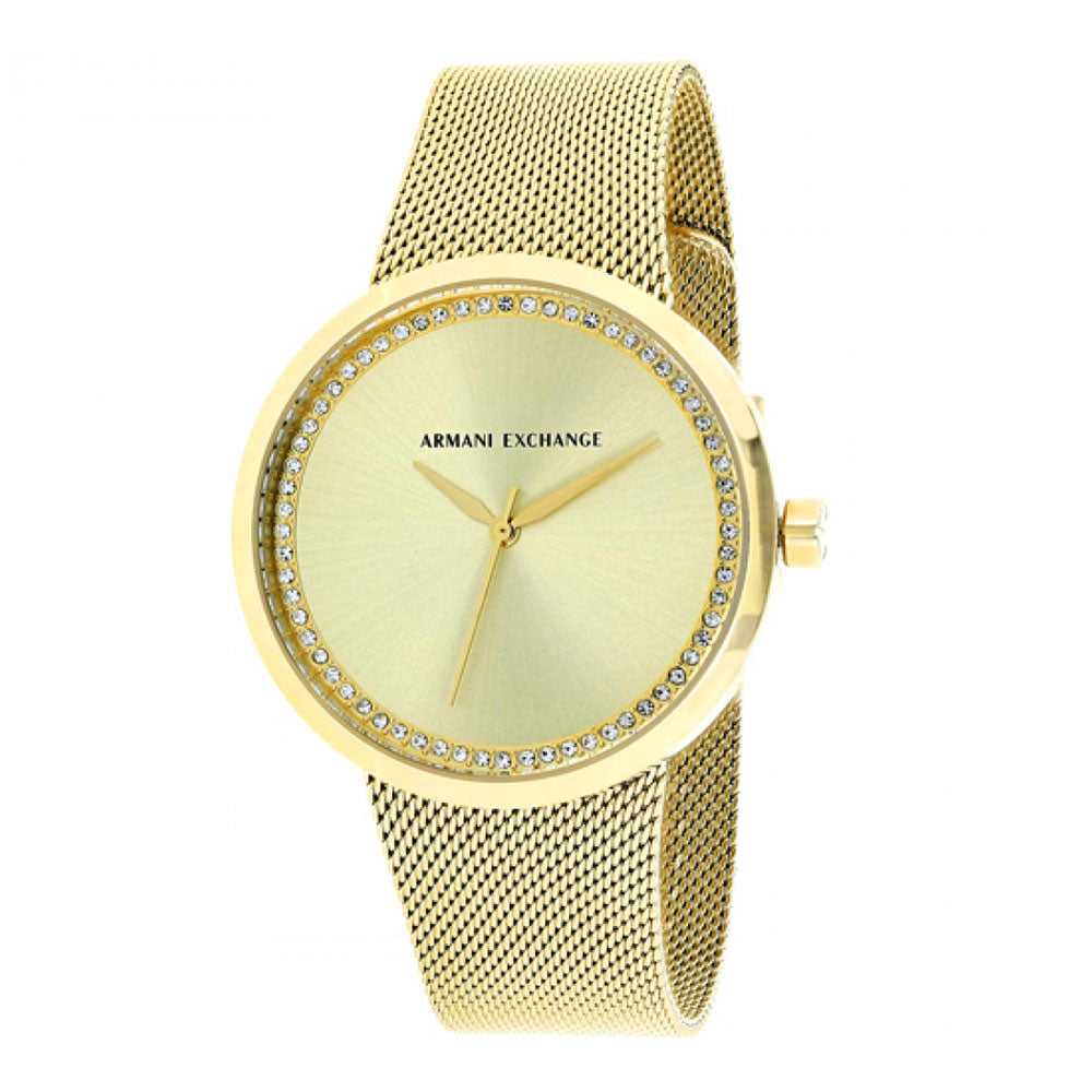 ARMANI EXCHANGE AX4502 Women's Gold Stainless Steel Analog Quartz Watch - Elegant Fashion Accessory for Work & Evening Events