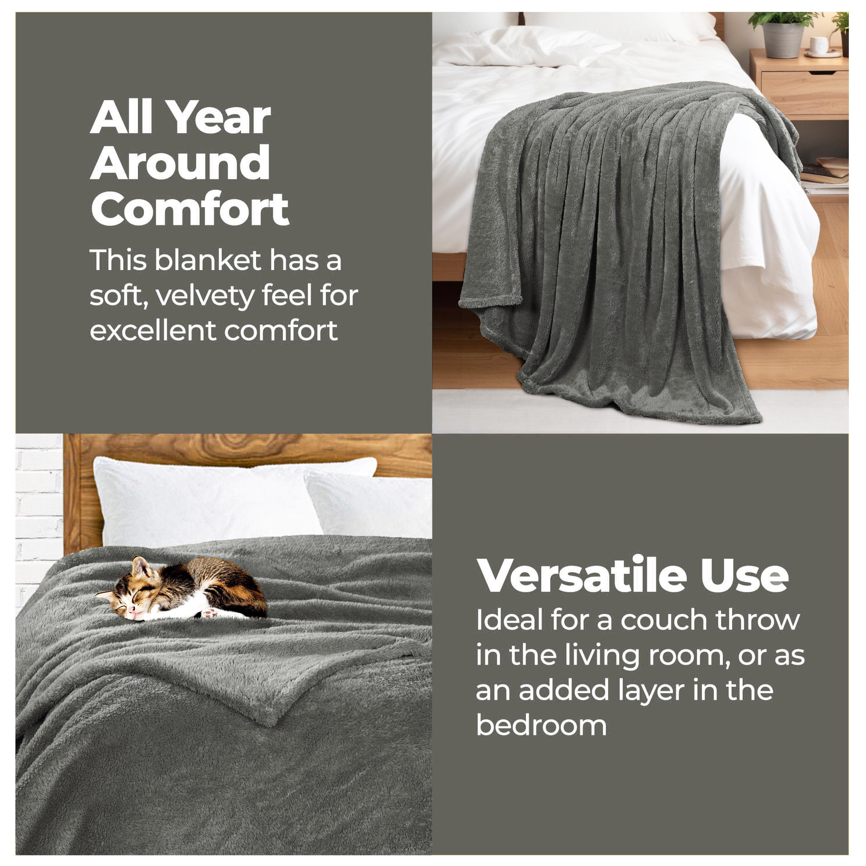 Classic Solid Fleece Plush Medium Weight Fluffy Soft Blanket - Cozy & Warm for Bed, Sofa, Travel & Gifts | Ultra-Soft Throw Blanket for All Seasons