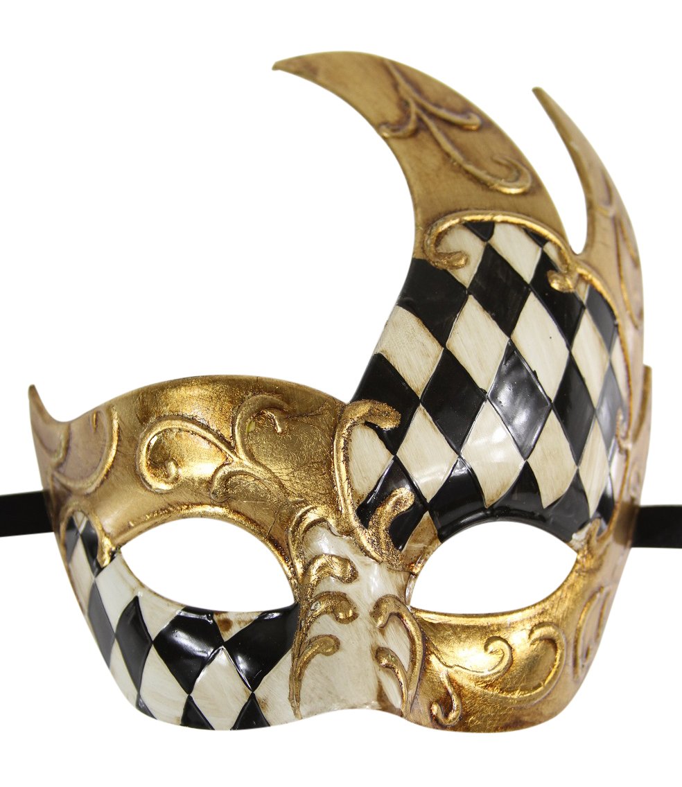 Luxury Vintage Men's Masquerade Mask - Elegant Checkered Design for Prom, Mardi Gras & Musical Events - Perfect for Costume Parties, Balls & Themed Celebrations