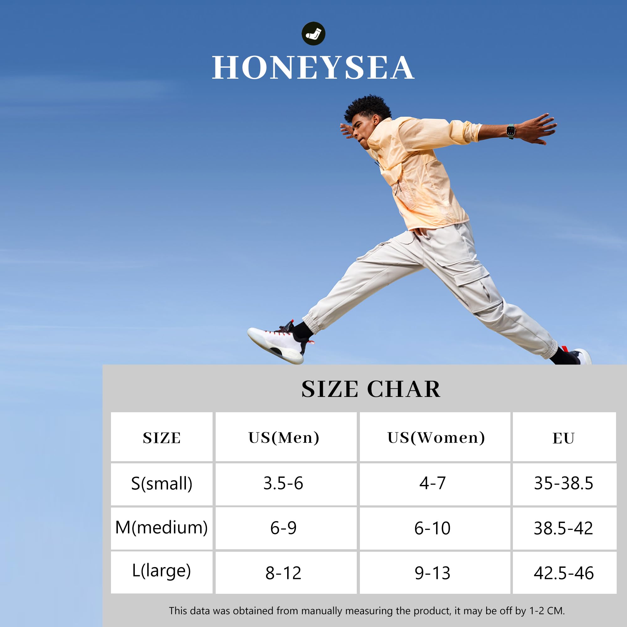 Honeysea 6 Pairs Unisex Crew Socks - Checkerboard Athletic Compression Socks for Women & Men, Breathable Running & Sports Calf Socks - Perfect for Workouts, Jogging, and Daily Comfort Wear