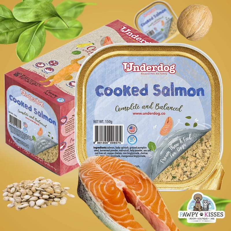 Premium Underdog Cooked Salmon Fresh Frozen Dog Food - 1.2kg Pack | Grain-Free, High-Protein Natural Pet Food for Adult Dogs | Perfect for Mealtime, Training Treats & Weight Management