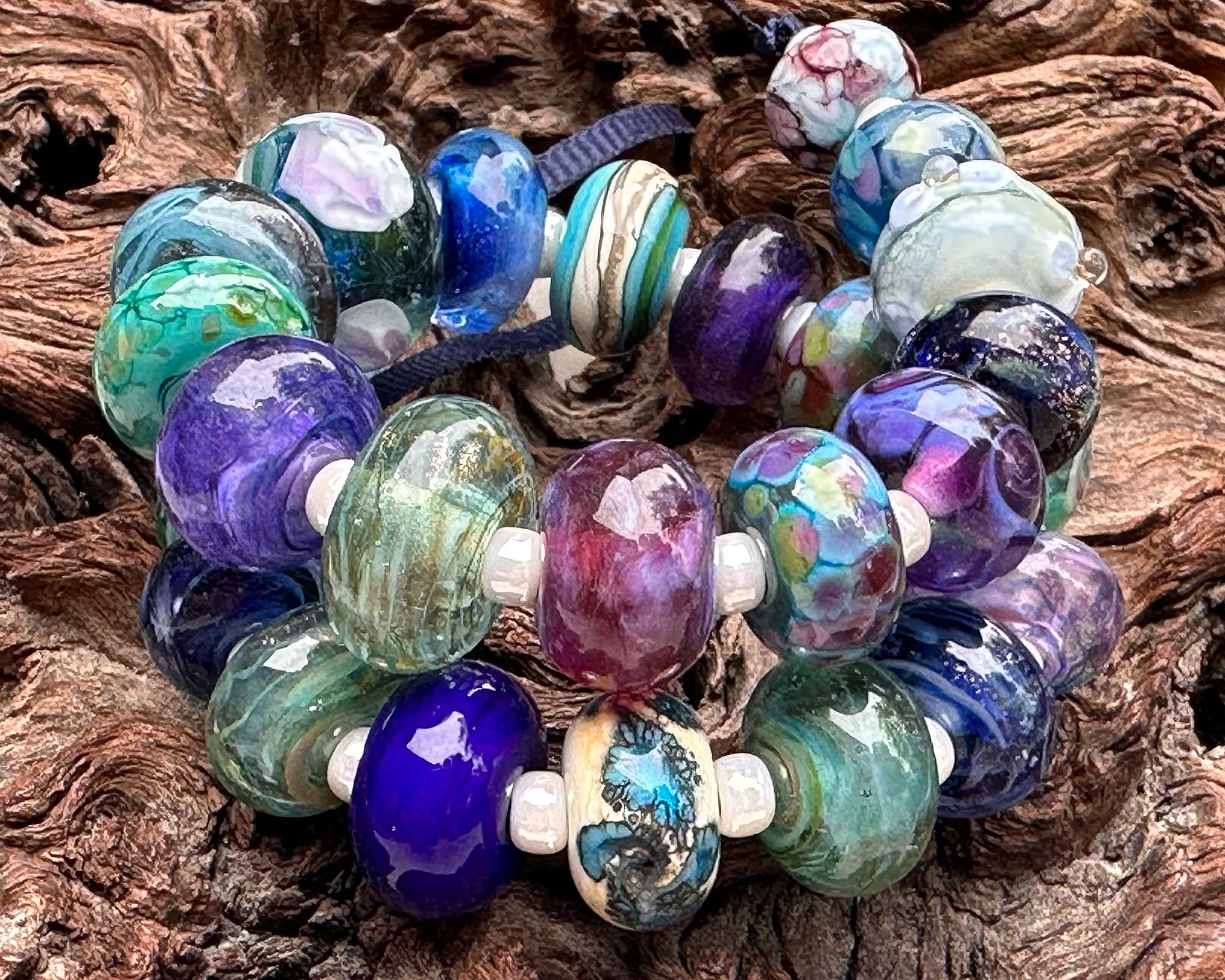 27 Blue Orphan Mix Lampwork Beads Set - Handmade Glass Beads for Jewelry Making, DIY Crafts, Bracelets & Necklaces - Perfect for Artisans and Craft Enthusiasts