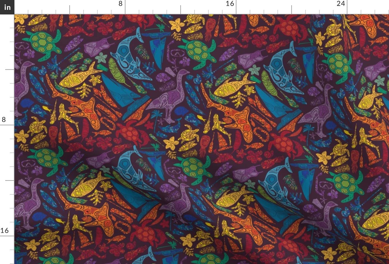 Aloha Rainbow Mosaic Hawaiian Beach Printed Minky Fabric Fat Quarter - Soft Plush Fabric for Sewing Baby Blankets, Quilt Backing & DIY Plush Toys - Perfect for Hawaiian-Themed Nursery Decor & Beach Vacation Crafts