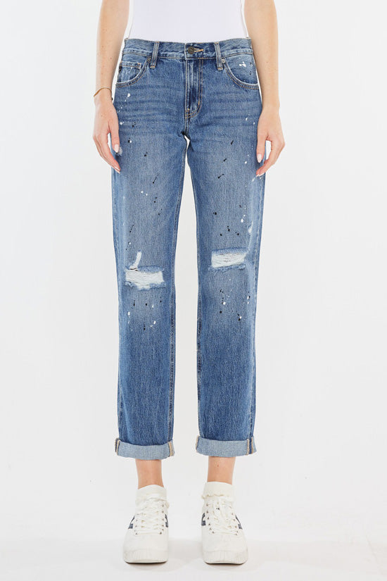 Stylish Zyra Mid Rise Boyfriend Jeans for Women - Comfortable Relaxed Fit Denim Pants - Perfect for Casual Outings & Everyday Wear