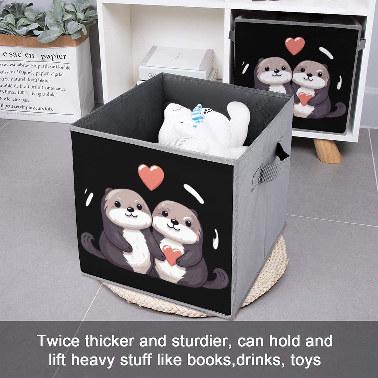 Foldable Storage Cubes Organizers - 6 Pack Square Storage Baskets with Handles for Closet, Nursery, Office & Home Organization | Sea Otters Design