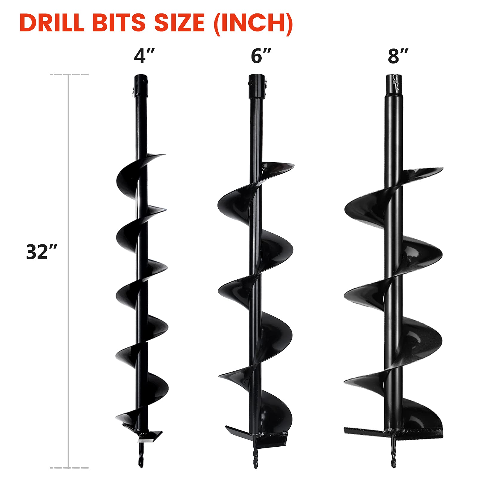 DC HOUSE 63CC Gas Powered Post Hole Digger with 3 Auger Bits (4