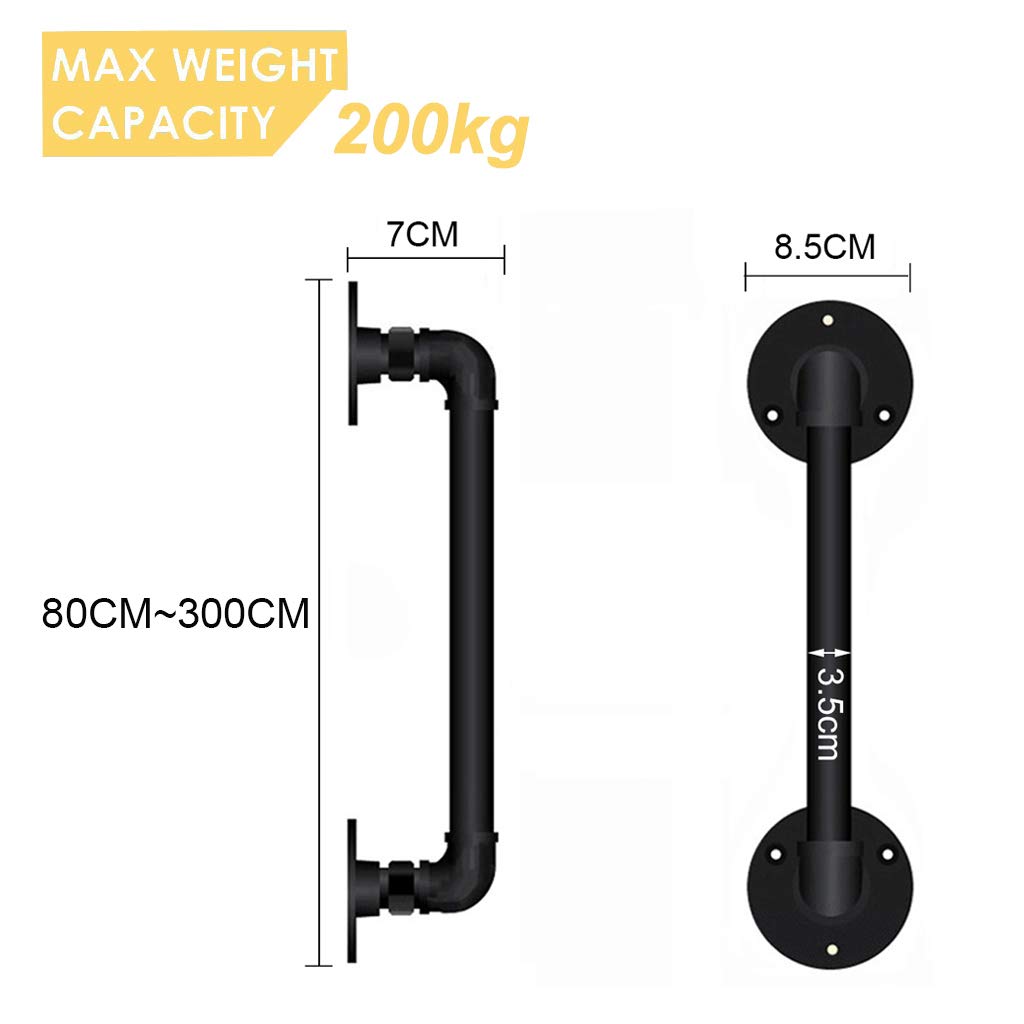Industrial Pipe Matte Handrails for Stairs - Heavy Duty Outdoor Stair Handrail for Disabled & Elderly - Exterior Staircase Safety Rail with Brackets - Perfect for Homes, Schools, and Public Buildings