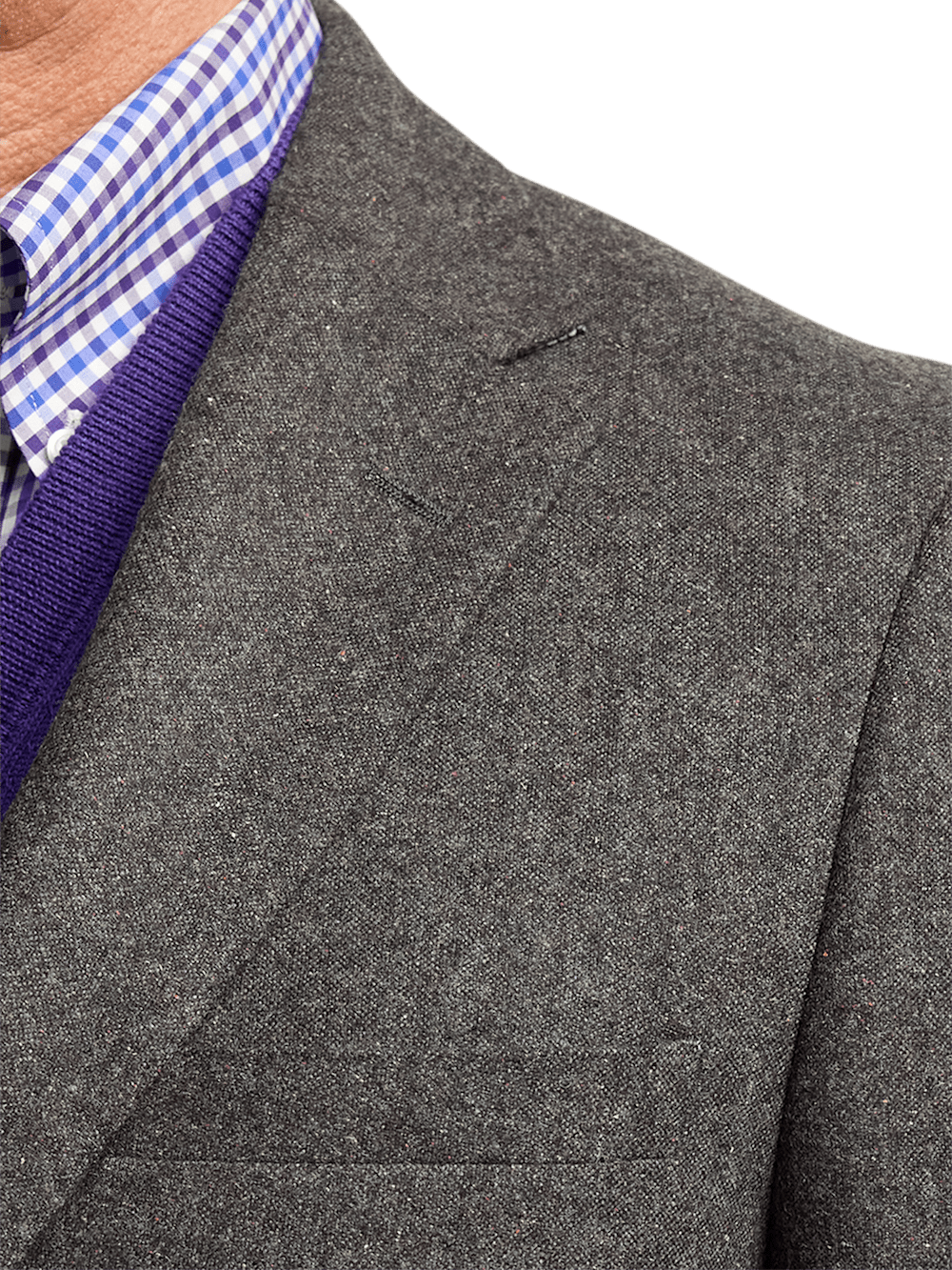 Premium Wool Blend Donegal Single Breasted Notch Lapel Sport Coat for Men - Charcoal Gray Business Casual Blazer for Office, Weddings & Formal Events