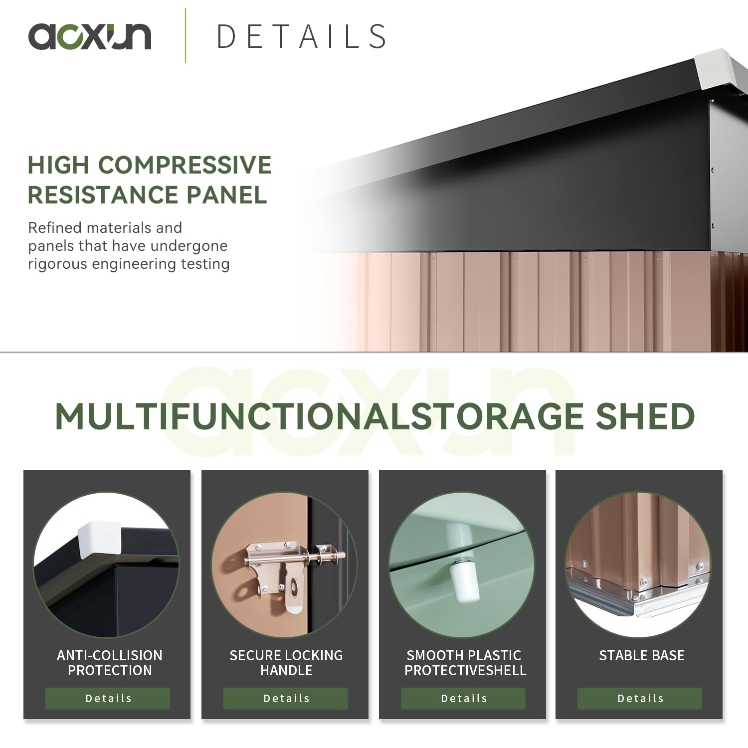 Aoxun 5x2.7 FT Outdoor Metal Storage Shed - Heavy Duty Waterproof Galvanized Steel Garden Shed with Sloping Roof & Lockable Door - Perfect for Storing Lawn Mowers, Gardening Tools, Patio Furniture & Backyard Equipment (Brown)