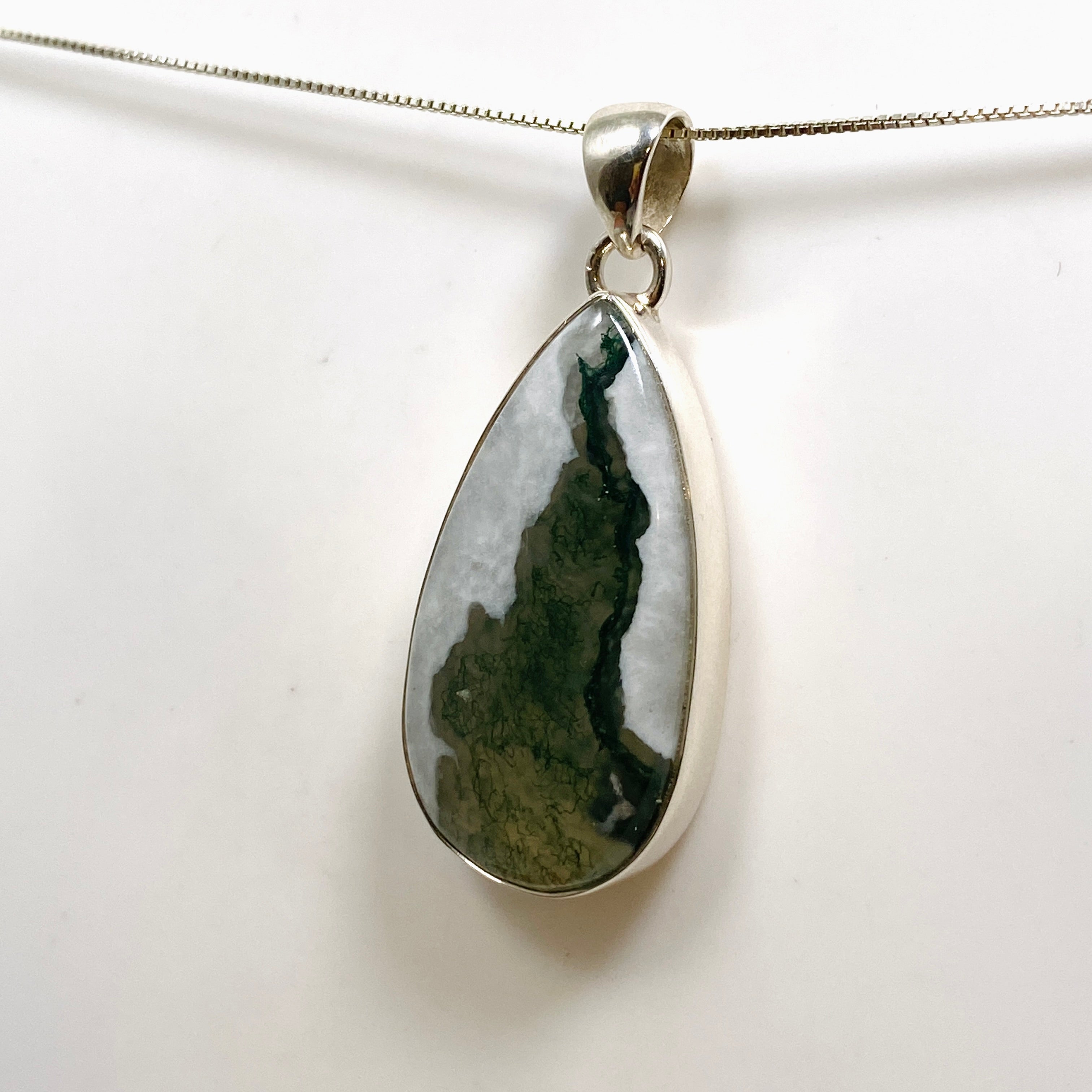 Natural Moss Agate Teardrop Cabochon Pendant - KPGJ4711 for Jewelry Making, Wire Wrapping & DIY Crafts | Perfect for Necklaces, Earrings & Boho Style Accessories