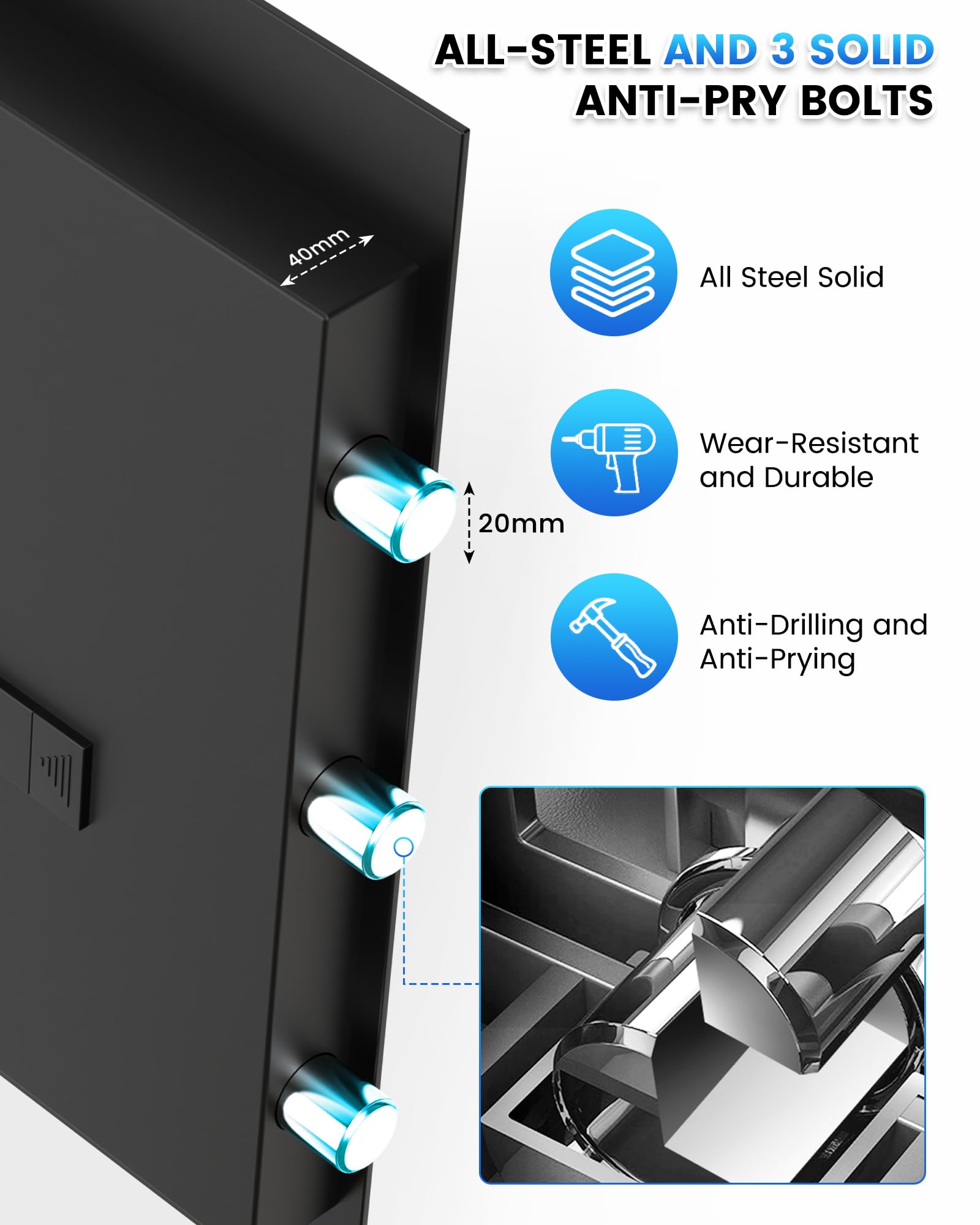 2.8 Cuft Fireproof Waterproof Digital Home Safe Box with LCD Keypad - Large Security Safe for Documents, Jewelry & Cash - Anti-Theft Alert & Hidden Code Mode - Perfect for Office, Home & Personal Use