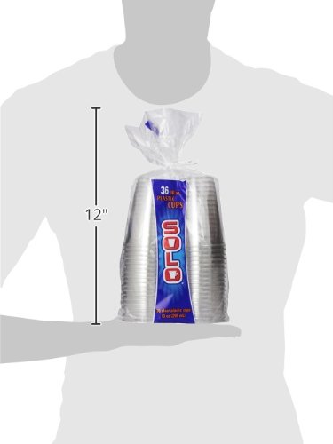 Solo Clear 10 oz Plastic Cups - Pack of 36 Disposable Drinking Cups for Parties, Picnics, BBQs & Events