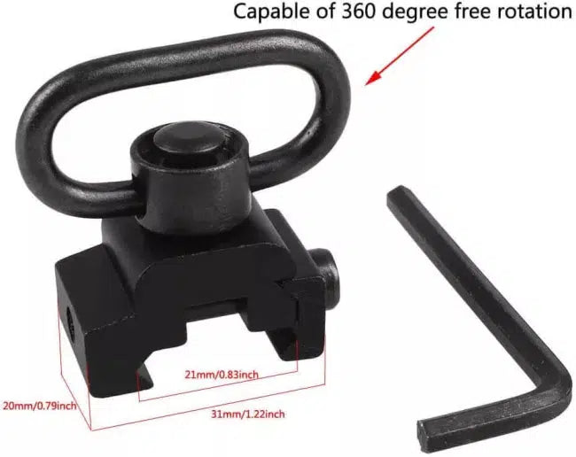 QD Sling Swivel with Picatinny Rail Mount - Quick Detach Sling Attachment for Rifles, Shotguns & Tactical Gear - Perfect for Hunting, Shooting & Outdoor Adventures
