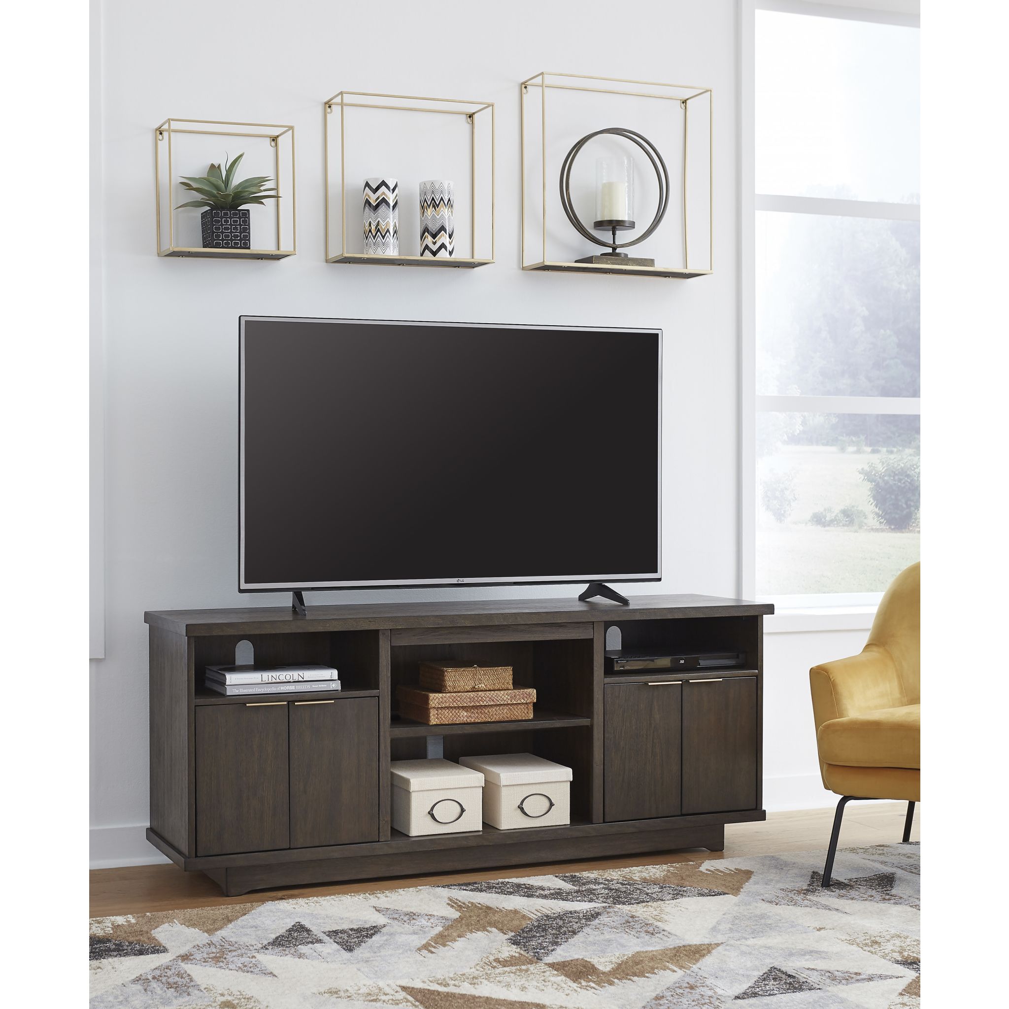 Brazburn TV Stand with Fireplace - Dark Brown Wood Entertainment Center for Living Room, Bedroom & Home Theater
