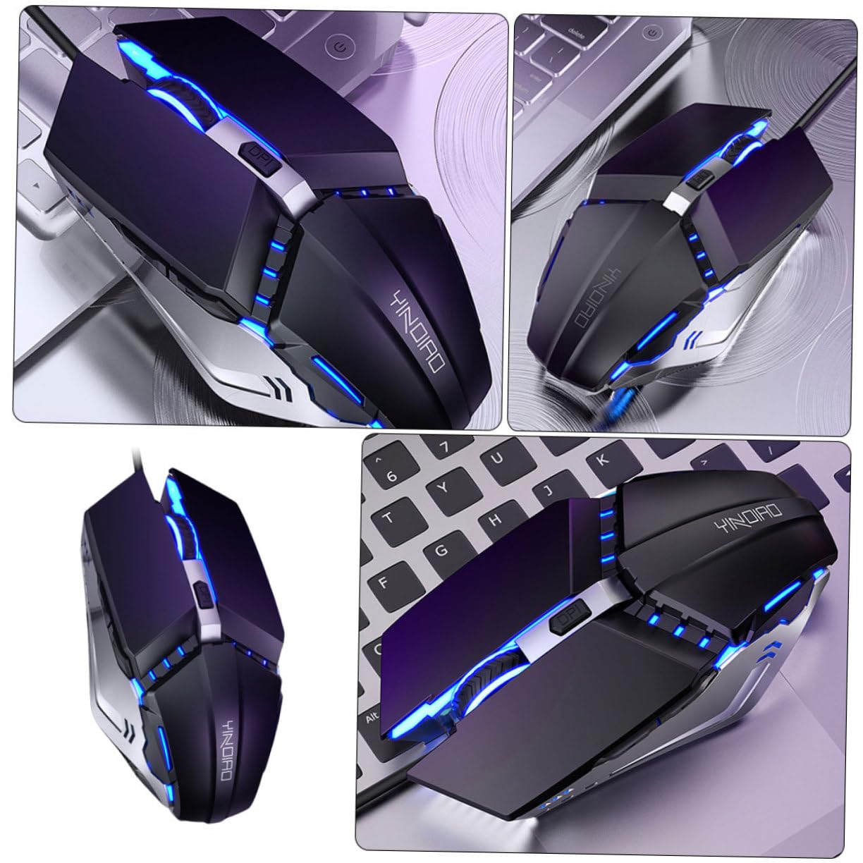 HEMOTON Silent Wired Mouse - Ultra Quiet USB Optical Mouse for Computer, Laptop, PC - Ergonomic Design for Office Work, Gaming & Travel Use