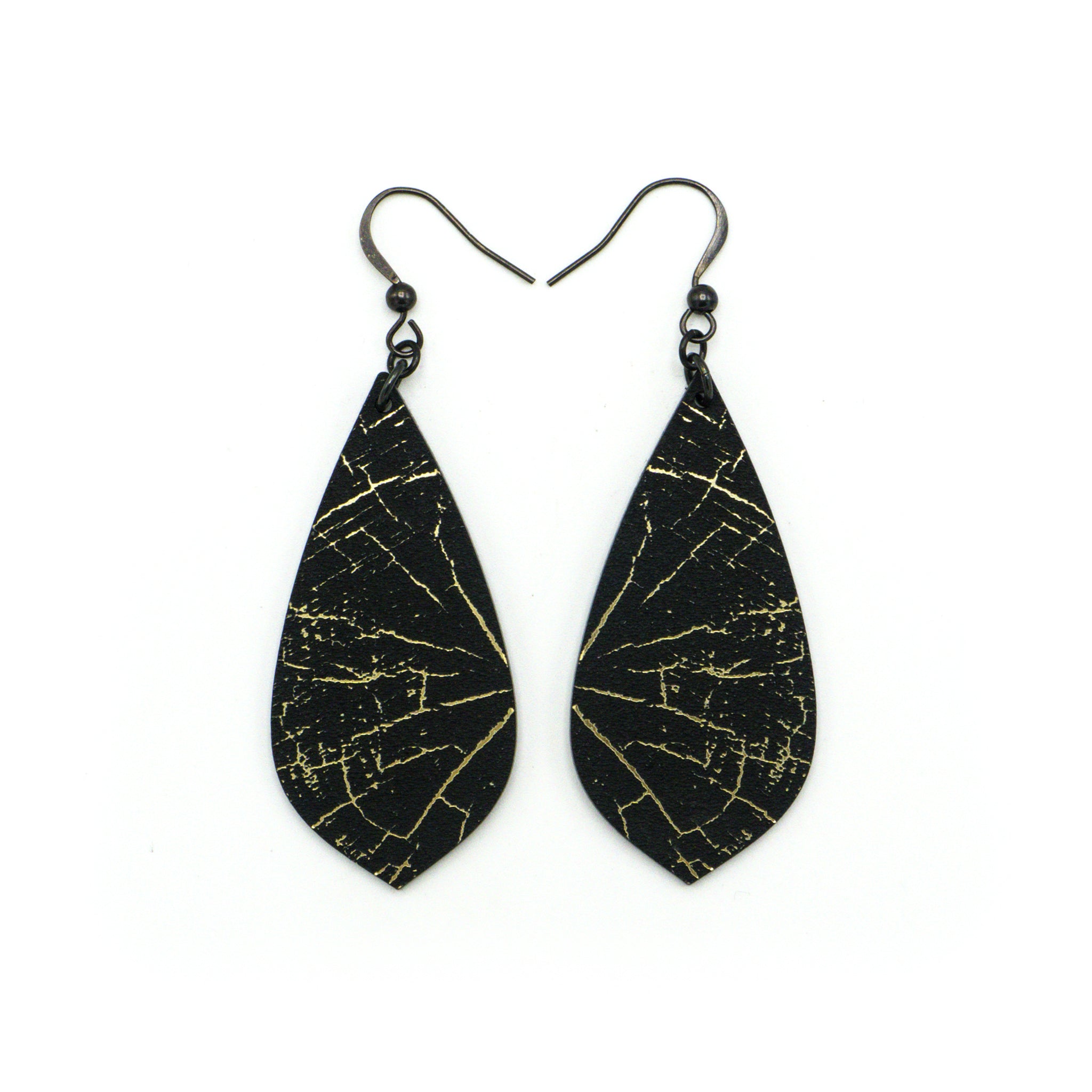 Acrylic Earrings Brushed Gold and Black - Elegant Dangle Drop Earrings for Women | Perfect for Parties, Weddings, and Everyday Wear