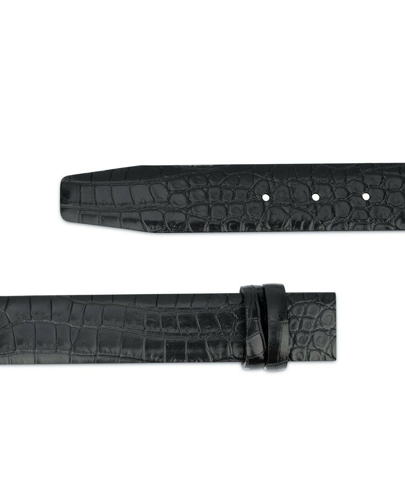 Genuine Leather Croco Embossed Belt Strap - 35mm Black Replacement Band for Ferragamo Buckles | Classic Dress Belt for Men, Office Wear & Formal Occasions