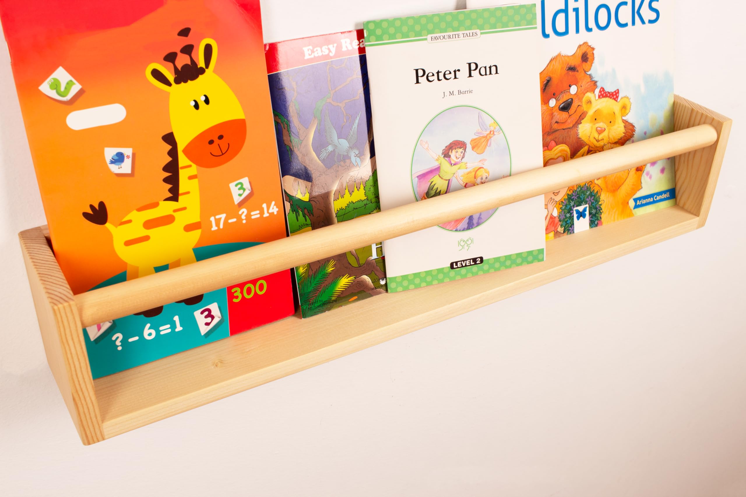 Natural Wood Floating Wall Shelves - 24 Inch 2 Pack for Nursery, Kids Room, Kitchen Spice Rack & Living Room Decor | Space-Saving Bookshelves & Stylish Storage Solution for Home Organization