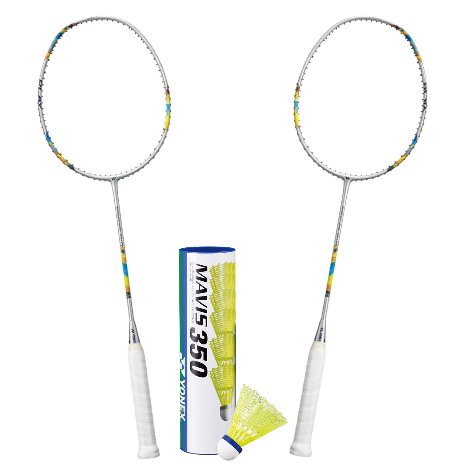 Yonex Badminton Combo Set - 2 Nanoflare 700 Play Rackets + 6 Mavis 350 Shuttlecocks | Professional Badminton Equipment for Indoor & Outdoor Play | Perfect for Beginners & Advanced Players