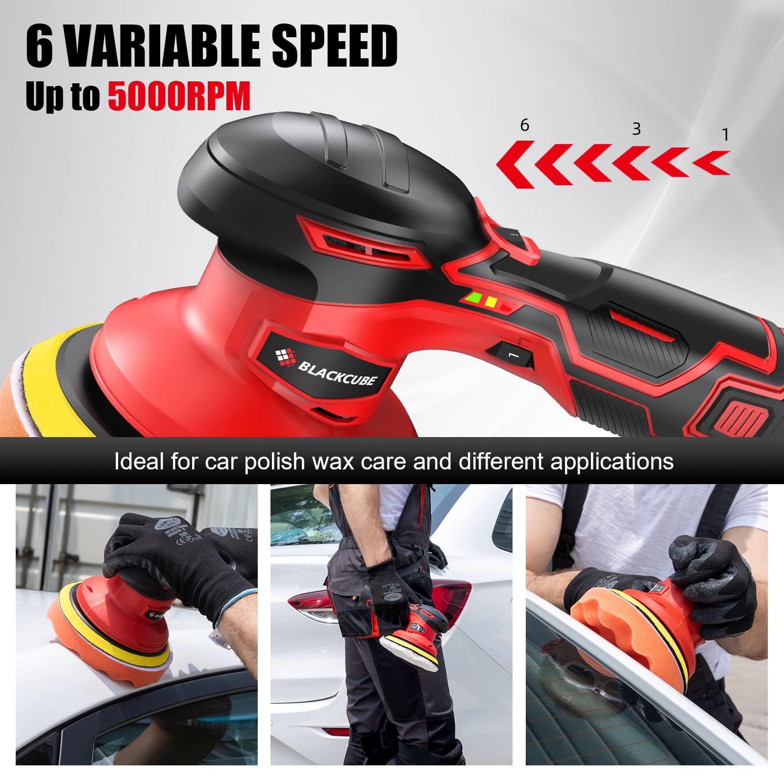 12V Cordless Car Buffer Polisher with 2000mAh Lithium Battery - 6-Speed Adjustable Car Polisher Kit for Detailing, Waxing & Scratch Removal - Perfect for Car Enthusiasts & Professional Auto Detailing