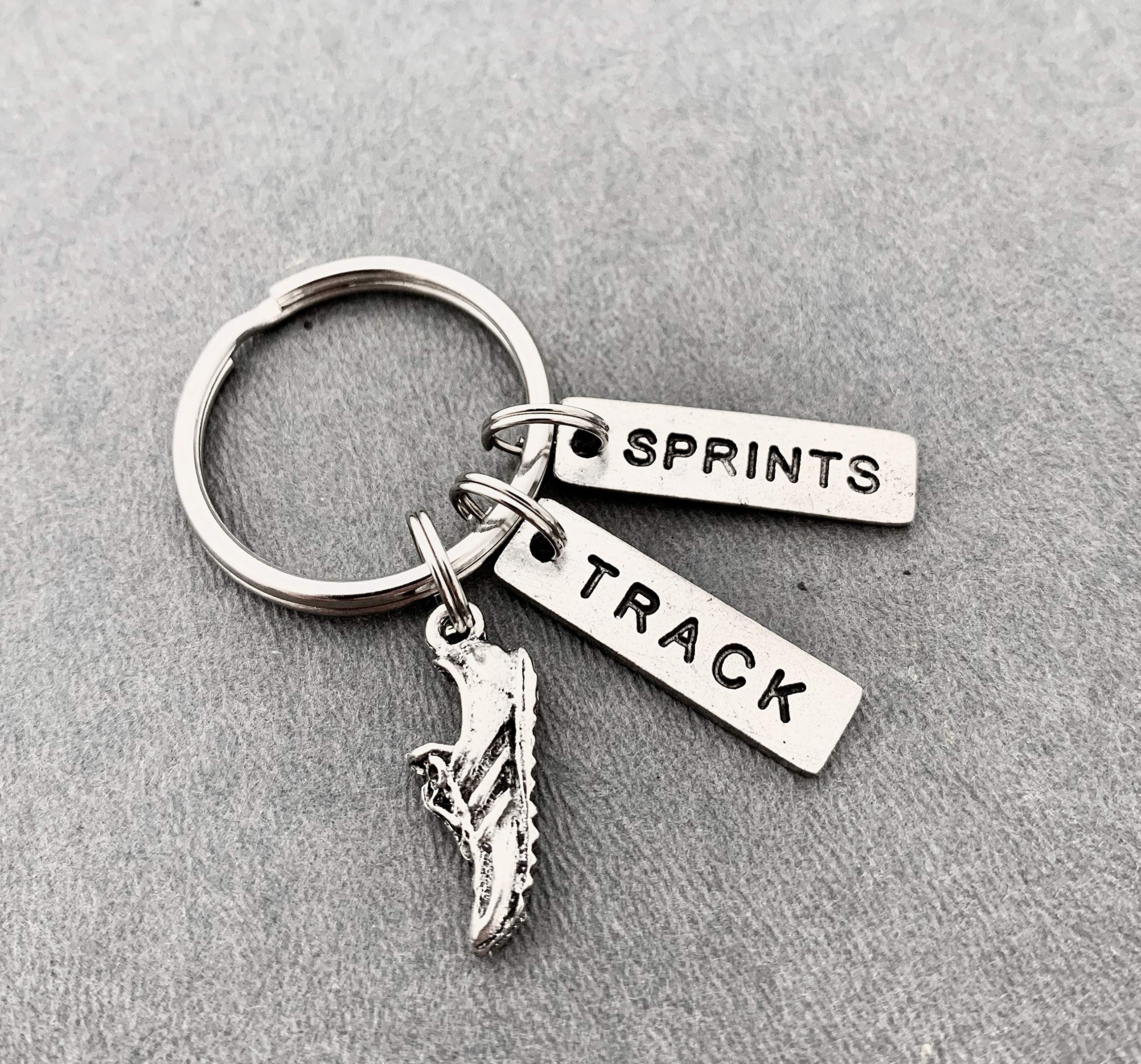 Pewter Running Shoe Keychain - Track & Sprint Charms with Round Key Ring | Perfect Gift for Runners, Track Athletes & Sprinting Enthusiasts | Ideal for Gym Bags, Backpacks & Sports Gear