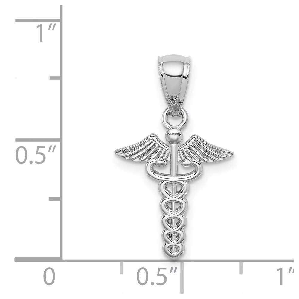14K White Gold Polished Medical Symbol Pendant Necklace for Doctors & Nurses - Perfect Gift for Graduation, Medical Professionals & Healthcare Workers
