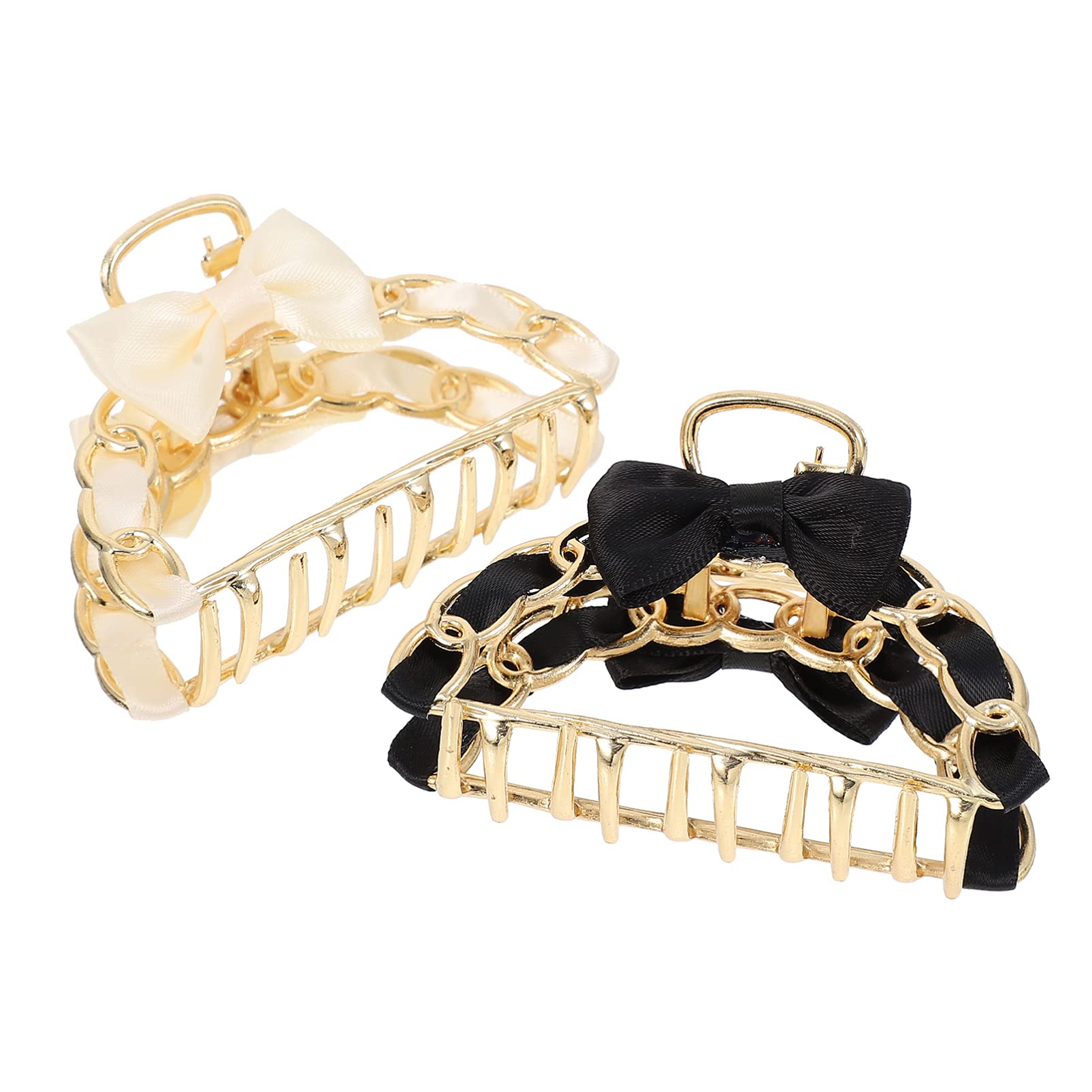 Lurrose Metal Hair Claw Clips - Non-Slip Bowknot Jaw Clips for Women & Girls | Retro Silk Hair Barrettes & Fancy Hair Clamps | Perfect for Updos, Ponytails & Everyday Styling