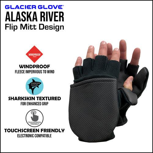 Glacier Glove Alaska River Series Flip Mitts - Waterproof & Insulated Winter Gloves for Fishing, Kayaking & Outdoor Adventures